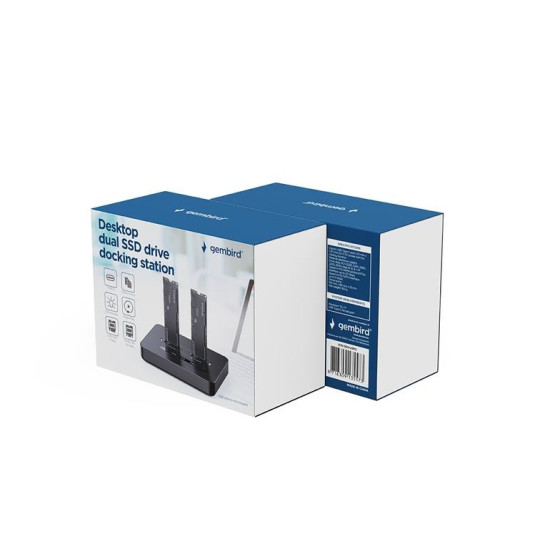 Stacja dokująca do komputerów stacjonarnych z dwoma dyskami SSD USB typu C, M.2 NVME (i SATA), czarna