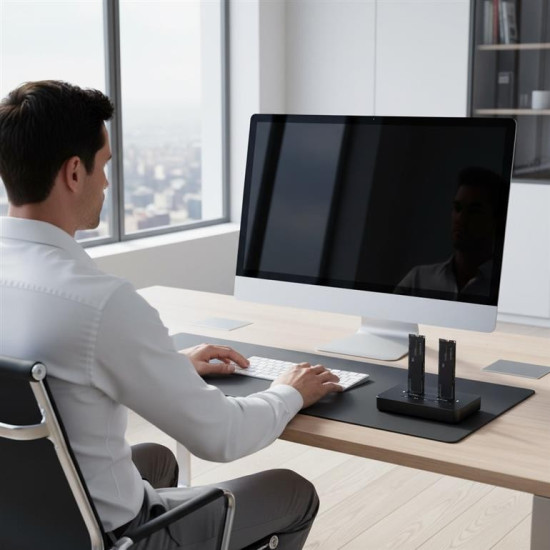 Stacja dokująca do komputerów stacjonarnych z dwoma dyskami SSD USB typu C, M.2 NVME (i SATA), czarna