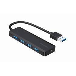 HUB 4-portowy USB 3.1 (Gen 1), z opcją zasilania zewnętrznego przez port USB-C