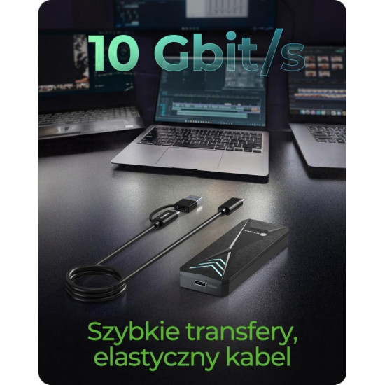 Obudowa dysku IB-1805ML-CU31 NVMe M.2 SSD, RGB oświetlenie
