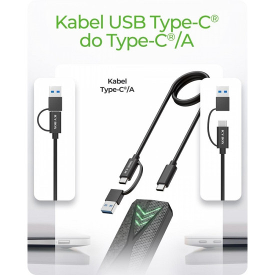 Obudowa dysku IB-1805ML-CU31 NVMe M.2 SSD, RGB oświetlenie