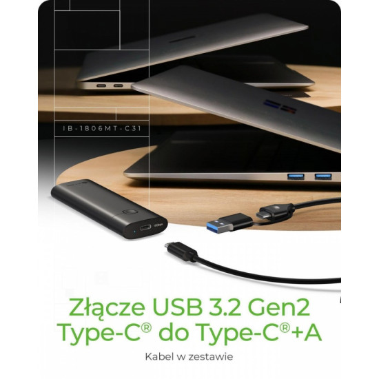 Obudowa dysku IB-1806MT-CU31 M.2 NVMe SSD 10 Gbps 