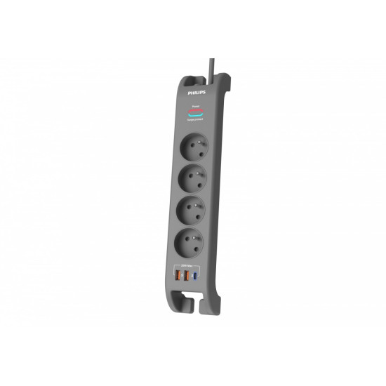 Listwa antyprzepięciowa 2m, 4 gniazda, 1xUSB-C, 2xUSB-A,PD 20W / QC 18W, 2400 J ochrony przeciwprzepięciowej 