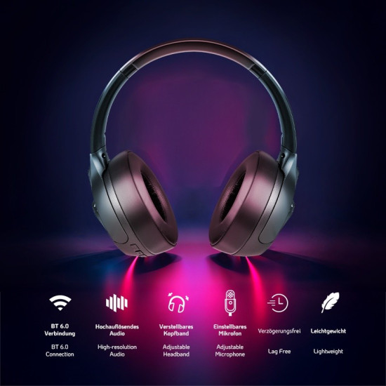 Słuchawki z mikrofonem BT6.0 , czarne 