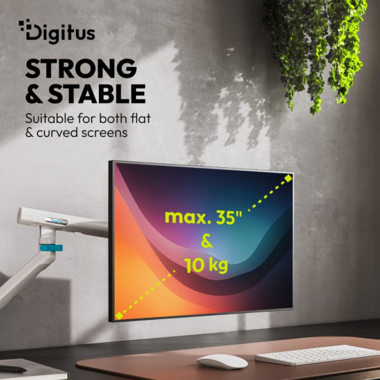 Ramię biurkowe pojedyncze z zaciskiem i sprężyną mechaniczną 1x LCD max. 35