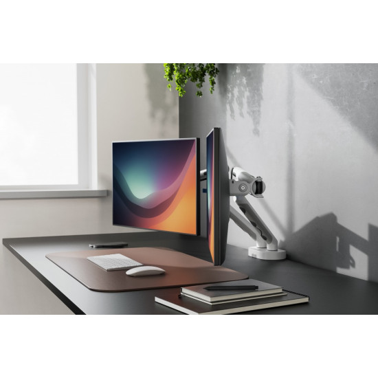 Ramię biurkowe podwójne z zaciskiem i sprężyną mechaniczną 2x LCD max. 35
