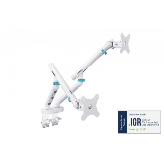 Ramię biurkowe podwójne z zaciskiem i sprężyną mechaniczną 2x LCD max. 35