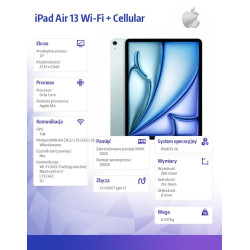 iPad Air 13 cali Wi-Fi + Cellular 128GB Niebieski