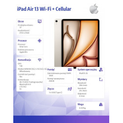 iPad Air 13 cali Wi-Fi + Cellular 256GB Księżycowa poświata