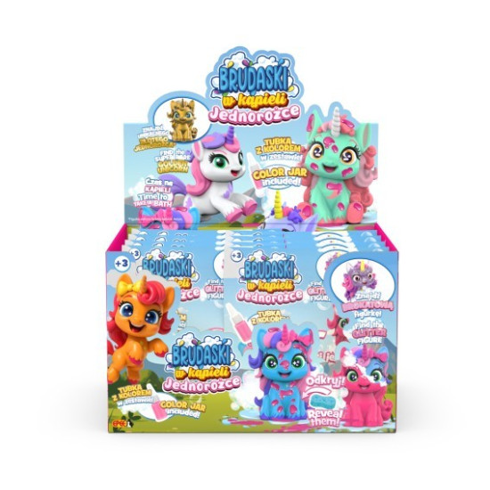 Figurki Brudaski w kapieli Jednorożce 12 sztuk Display