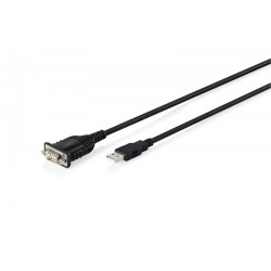 Kabel adapter USB 2.0 - DB9 RS232 M/Ż, chipset FTDI (FT232RNL), PVC, czarny, 1.8 m