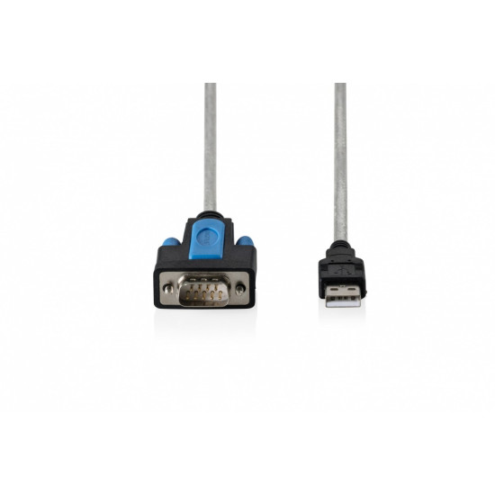 Kabel adapter USB 2.0 do RS232 (DB9) | Chipset FTDI (FT232RNL) | PVC, transparentny | Mocowanie na śruby | 1.8m