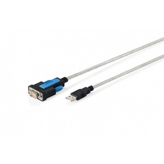 Kabel adapter USB 2.0 do RS232 (DB9) | Chipset FTDI (FT232RNL) | PVC, transparentny | Mocowanie na śruby | 1.8m