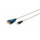 Kabel adapter USB 2.0 do RS232 (DB9) | Chipset FTDI (FT232RNL) | PVC, transparentny | Mocowanie na śruby | 1.8m