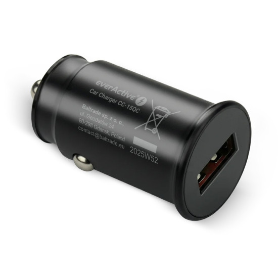 Ładowarka samochodowa CC-15QC QC3.0 18W 1XUSB + kabel USB-C 1m