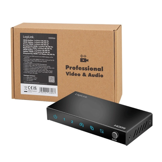 Splitter HDMI, 1x2-Port 4K/60Hz 