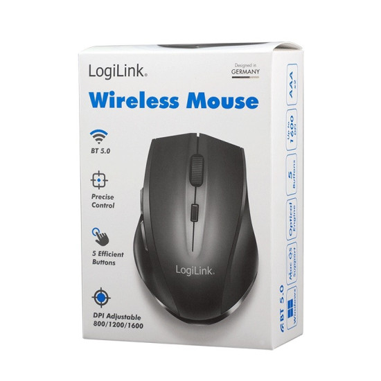 Mysz bezprzewodowa BT 5.0,ergonomiczna, czarna 