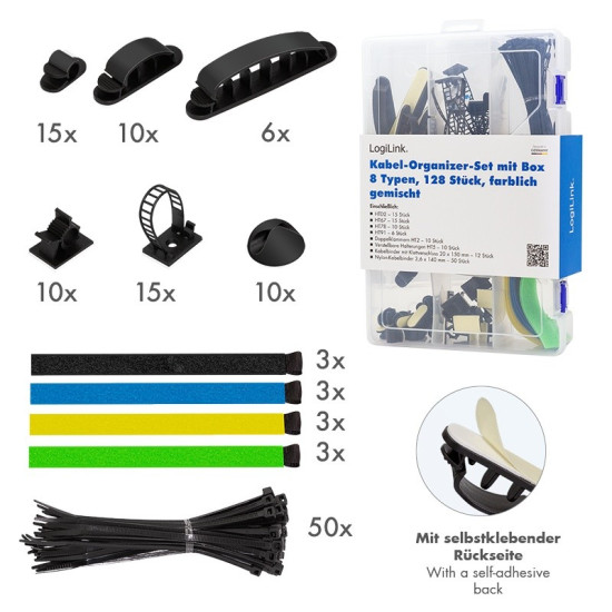 Zestaw organizerów kabli, 8 elementów 