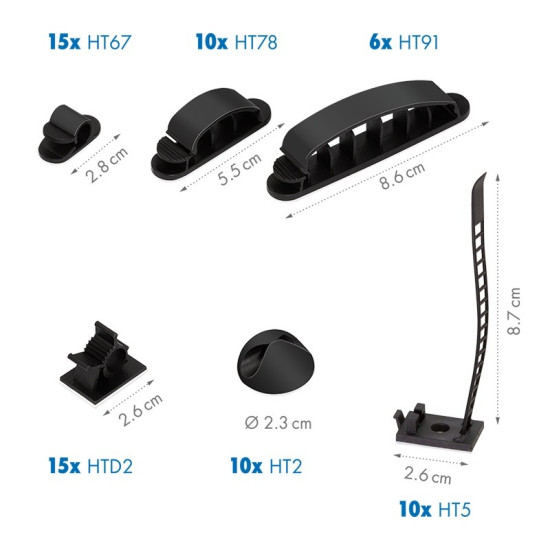 Zestaw organizerów kabli, 8 elementów 