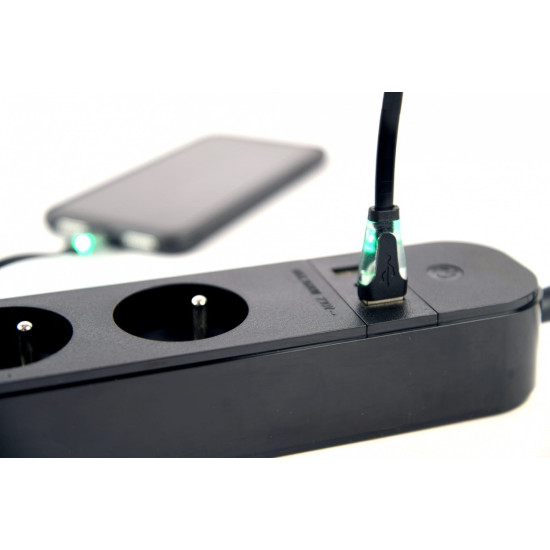 Inteligentna listwa zasilająca Tuya 4xFR 2xUSB-A 1xUSB-C Czarna 