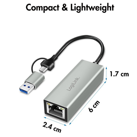 Adapter USB-C do Gigabit Ethernet + USB 