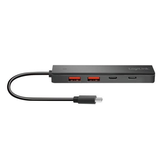Hub USB-C, 4-porty 2x USB-A,2xUSB-C, czarny 