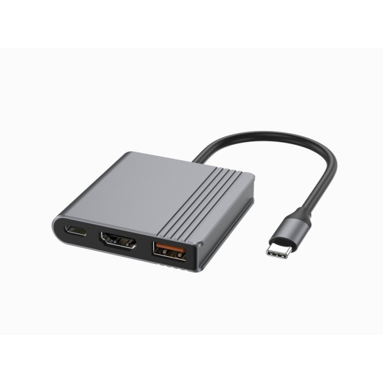 Adapter wieloportowy USB typu C 3 w 1 (port USB + HDMI +USB-C), gwiezdna szarość 