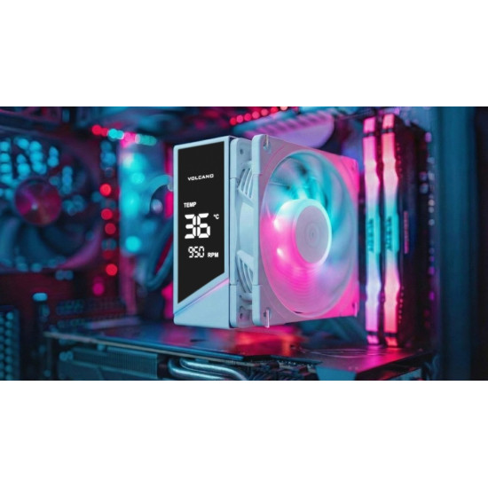 Chłodzenie powietrzne Volcano 0C T202 LCD ARGB 120 białe