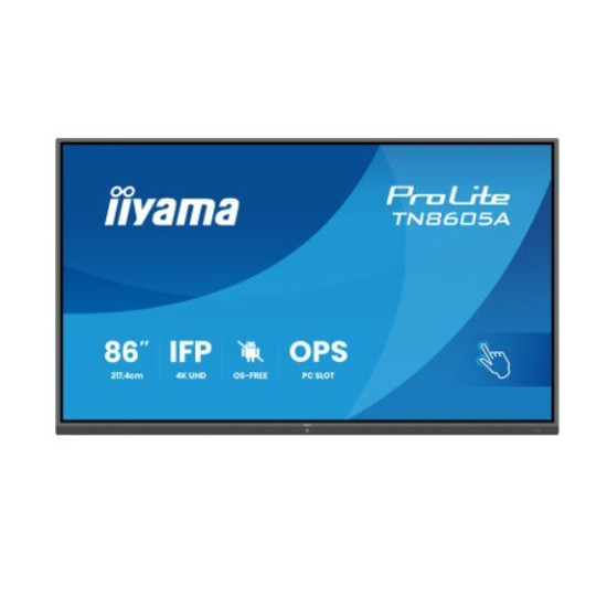 Monitor 86 cali TN8605A-B1AG IPS,4K,40pkt,500cd,nonOS,1200:1,5ms,    DeepContrast-IR+, 1xVGA,2xHDMI,DP,USB-C(PD65W),2xRJ45,2x20W,PiP,PbP,UCHWYT ŚCIENN