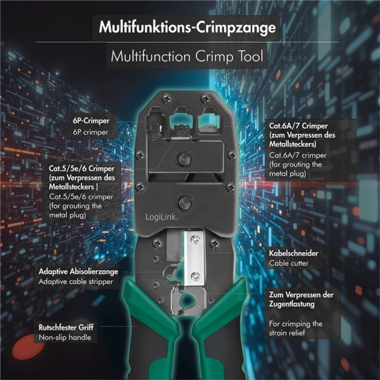Narzędzie zaciskowe 6w1 do kabli telefonicznych i sieciowych