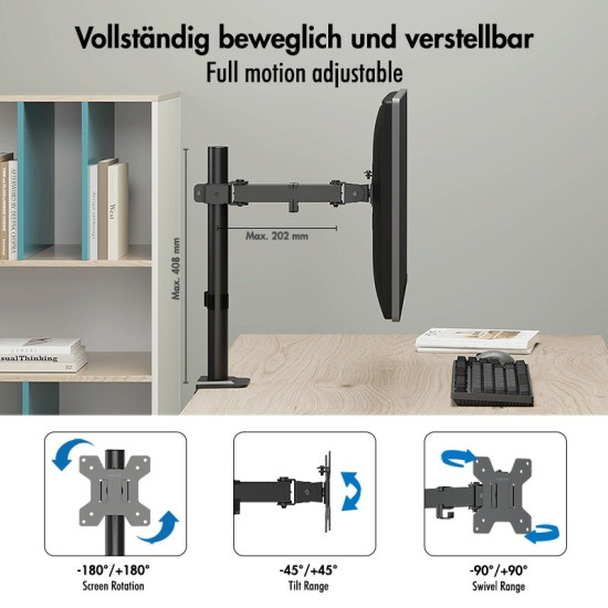 Uchwyt do monitora 17 - 32', max 10kg., stalowy 