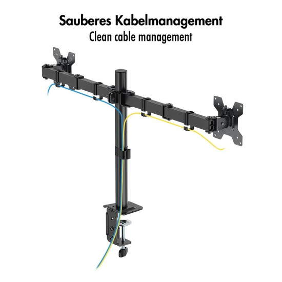 Uchwyt do monitora 2x 17-32',10kg max na ramie 