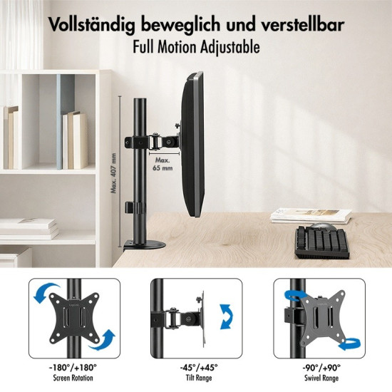 Uchwyt na monitor 17-32 ', 9kg max, czarny 