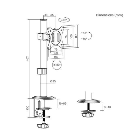 Uchwyt na monitor 17-32 ', 9kg max, czarny 