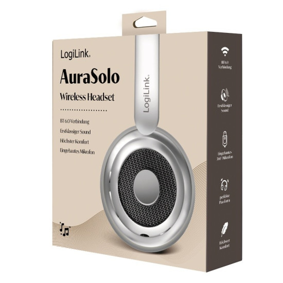 Słuchawki z mikrofonem, BT6.0, ANC, srebrne 