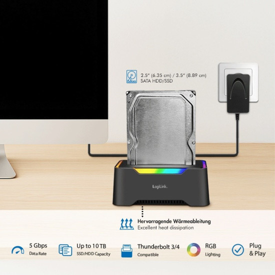 Stacja dokująca USB-C do HDD/SDD 2.5/3.5' 