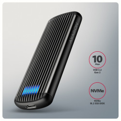 EEM2-SC Obudowa zewnętrzna aluminiowa bezśrubowa USB-C 3.2 Gen 2 10Gbps - M.2 NVMe SSD, długość 30 do 80 mm szary