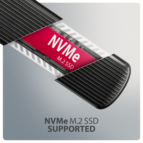 EEM2-SC Obudowa zewnętrzna aluminiowa bezśrubowa USB-C 3.2 Gen 2 10Gbps - M.2 NVMe SSD, długość 30 do 80 mm szary