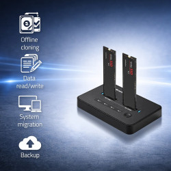 Stacja dokujšca dysków SSD M.2 NVMe | PCIe | USB-C | 20Gb/s |    DUAL 2x8TB | klonowanie offline 