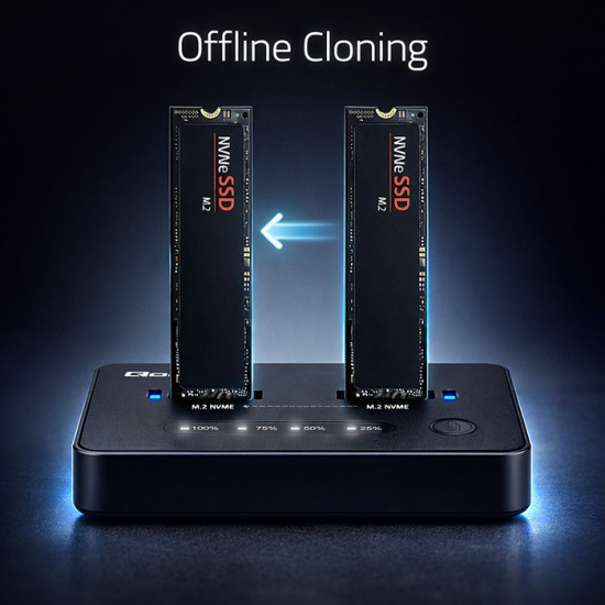 Stacja dokujšca dysków SSD M.2 NVMe | PCIe | USB-C | 20Gb/s |    DUAL 2x8TB | klonowanie offline 