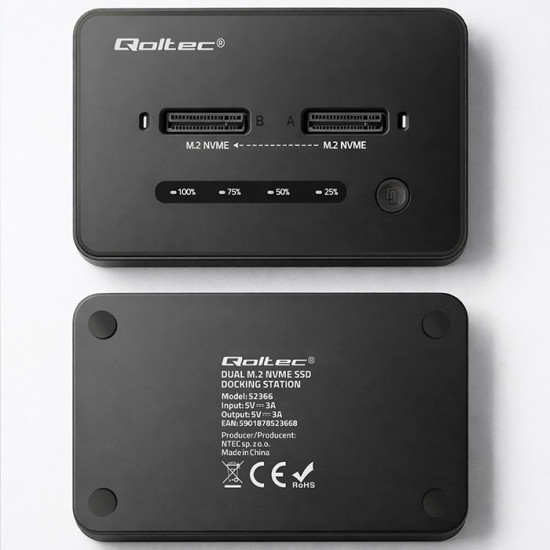 Stacja dokujšca dysków SSD M.2 NVMe | PCIe | USB-C | 20Gb/s |    DUAL 2x8TB | klonowanie offline 