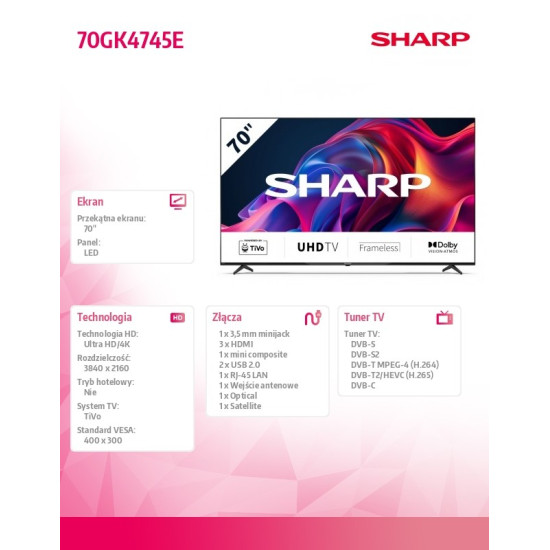 Telewizor LED 70 cali 70GK4745E 