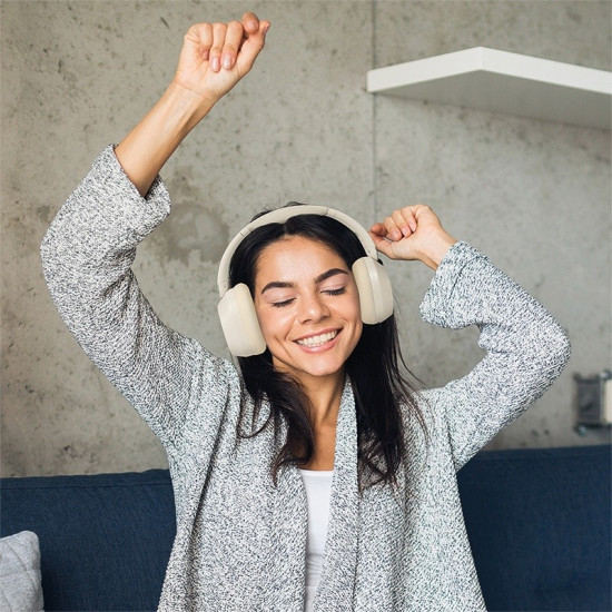 Słuchawki z mikrofonem, BT6.0, ANC, kremowe 