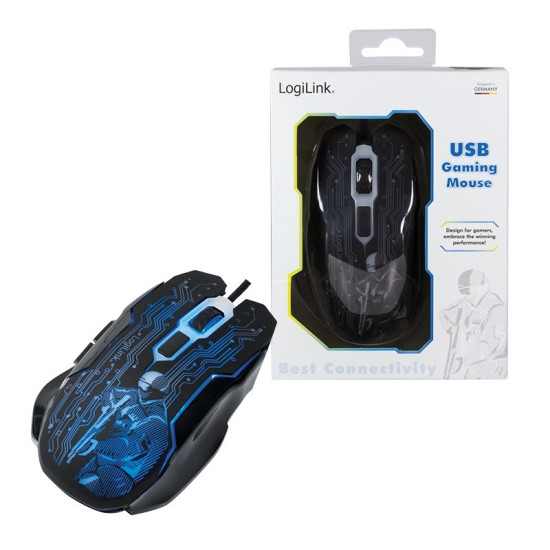 Mysz USB dla graczy, 2400 DPI, czarna