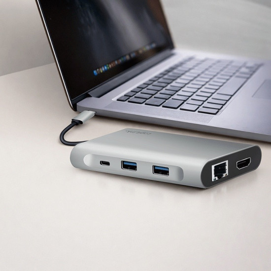 Stacja dokująca USB3.2 ,USB-C, 8-portow, PD 