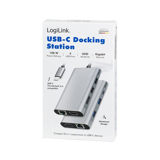 Stacja dokująca USB3.2 ,USB-C, 8-portow, PD 