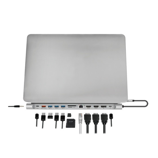 Stacja dokująca USB3.2 ,USB-C,12-portów, PD 
