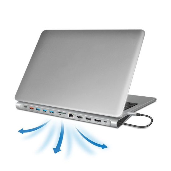 Stacja dokująca USB3.2 ,USB-C,12-portów, PD 