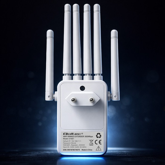 Wzmacniacz sygnału WiFi | Repeater | Access Point | 300Mb/s | 6  anten | 2xRJ45 