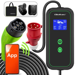 Mobilna ładowarka do samochodu elektrycznego EV z regulacją 2w1  Typ2 | 11kW | CEE 5 PIN | WiFi | LCD | 3 fazy | Przenona | Wallbox | 5m 